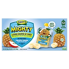 MOTT'S Mighty Support Pineapple Banana Flavored Applesauce & Fiber, 3.2 oz, 12 count
