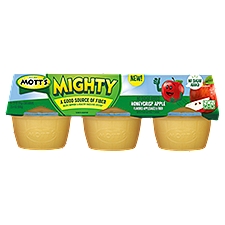 Motts Mighty No Sugar Added Honeycrisp Apple Flavored, Applesauce & Fiber, 3.9 Ounce