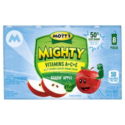 Mott's Mighty Soarin' Apple Juice, 6.75 Fl Oz Drink Boxes, 8 Pack