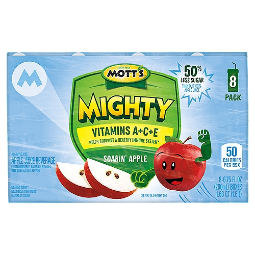 Mott's Mighty Soarin' Apple Juice, 6.75 Fl Oz Drink Boxes, 8 Pack
