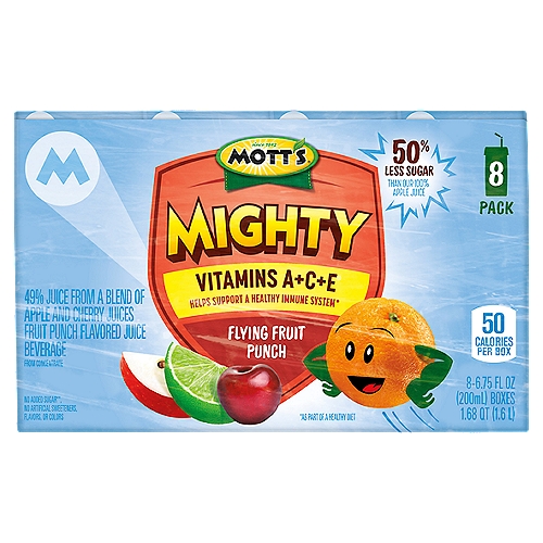 Mott's Mighty Flying Fruit Punch Juice, 6.75 Fl Oz Drink Boxes, 8 Pack