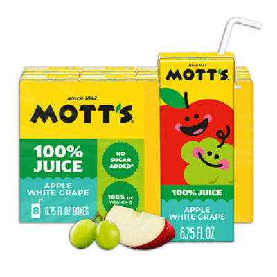 Mott's Apple White Grape 100% Juice, 6.75 fl oz, 8 count, 54 Fluid ounce