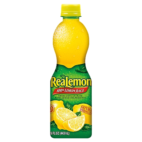 ReaLemon 100% Lemon Juice, 15 fl oz
When you're looking for a splash of lemon or lime juice, nothing beats ReaLemon and ReaLime. Made with 100% lemon and lime juice from concentrate, you get the benefit of the great taste of real juice without the hassle of cutting into fresh lemons or limes. First introduced in Chicago in 1934 by Irving Swartzburg, ReaLemon and ReaLime have been trusted brands that deliver only the highest quality of lemon and lime juice. ReaLemon and ReaLime are space-saving kitchen sidekicks, ideal for adding a delicious twist of lemon or lime to your favorite seafood and poultry recipes. Although they're both great for use in a variety of marinades, they have their unique uses as well. Use ReaLemon to brighten up both hot and cold beverages or use ReaLime to add a bright splash of flavor to salads and dressings. When you want the real taste of real lemon or lime, simply reach for ReaLemon and ReaLime.