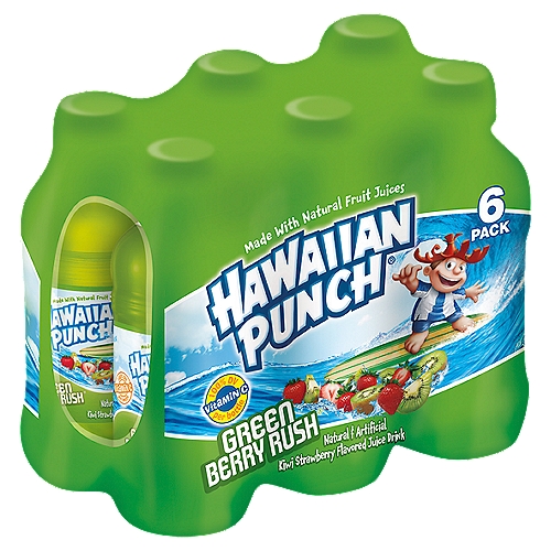 Hawaiian Punch Green Berry Rush Juice Drink, 6 count
Natural & Artificial Kiwi Strawberry Flavored Juice Drink