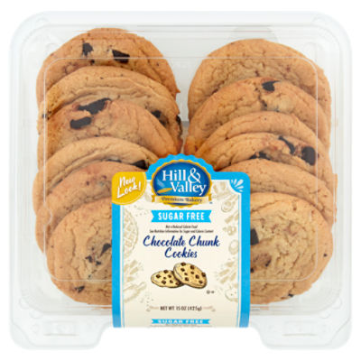 Hill & Valley Premium Bakery Sugar Free Chocolate Chunk Cookies, 15 oz