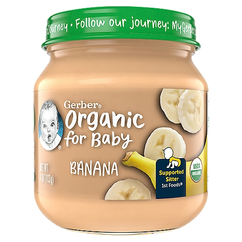 Gerber 1st Foods Organic for Baby Banana Baby Food, Supported Sitter 4 oz