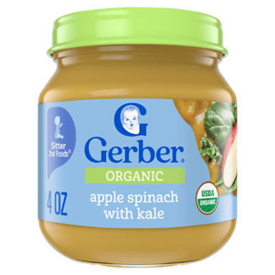 Gerber 2nd Foods Organic Apple Spinach with Kale Baby Food, Sitter, 4 oz