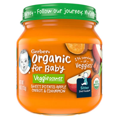 Gerber 2nd Foods Organic for Baby Veggie Power Baby Food, Sitter, 4 oz -  Fairway