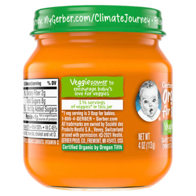 Gerber 2nd Foods Organic for Baby Veggie Power Baby Food, Sitter, 4 oz -  Fairway