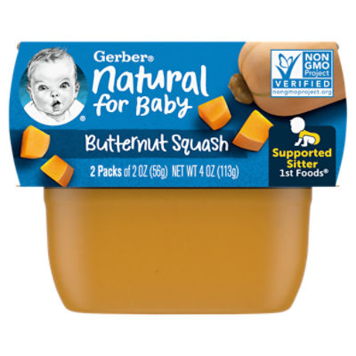 (Pack of 2) Gerber 1st Foods Butternut Squash Baby Food, 2 oz Tubs