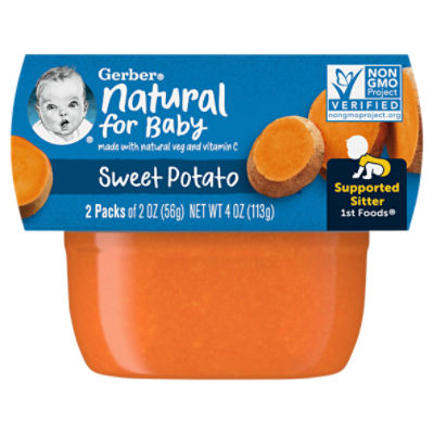 (Pack of 2) Gerber 1st Foods Sweet Potato Baby Food, 2 oz Tubs, 4 Ounce