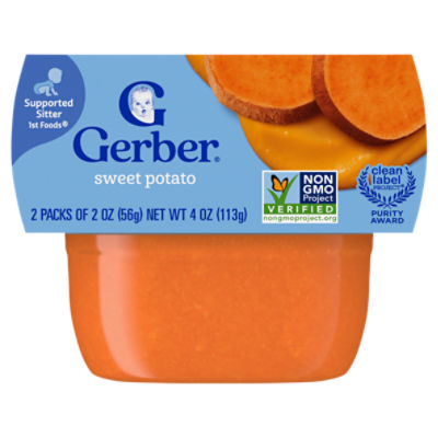 (Pack of 2) Gerber 1st Foods Sweet Potato Baby Food, 2 oz Tubs