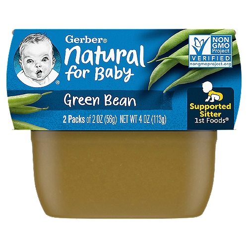 (Pack of 2) Gerber 1st Foods Green Bean Baby Food, 2 oz Tubs