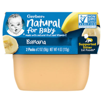 (Pack of 2) Gerber 1st Foods Banana Baby Food, 2 oz Tubs, 4 Ounce