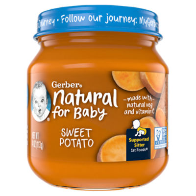 Gerber 1st Foods Natural Sweet Potato Stage 1 Baby Food, 4 Oz Jar