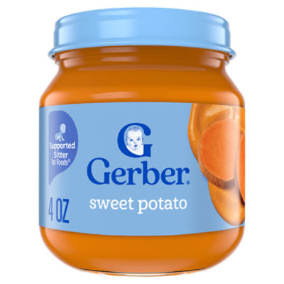 Gerber 1st Foods Sweet Potato Baby Food, Supported Sitter, 4 oz