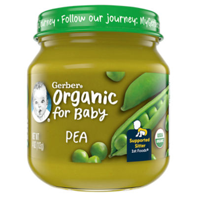 Gerber 1st Foods Pea Baby Food, Supported Sitter, 4 oz