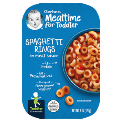 Gerber Lil' Meals Spaghetti Rings in Meat Sauce Toddler Food, 6 Oz Tray