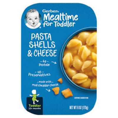 Gerber Mealtime for Toddler Pasta Shells & Cheese, Baby Food, Toddler, 12+ Months, 6 oz