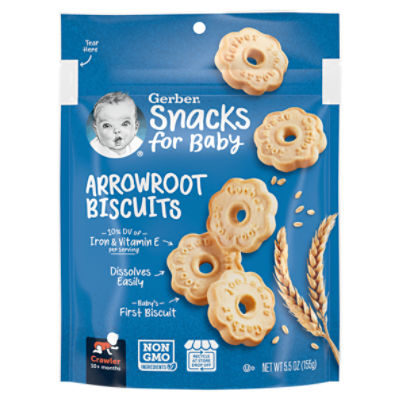 Gerber Snacks for Baby Arrowroot Biscuits, Crawler, 10+ Months, 5.5 oz