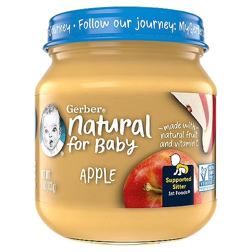 Gerber 1st Foods Natural for Baby Apple Baby Food, Supported Sitter, 4 oz