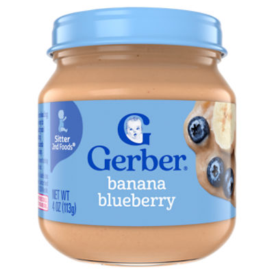 Gerber 2nd Foods Natural for Baby Banana Blueberry Baby Food, Sitter, 4 oz