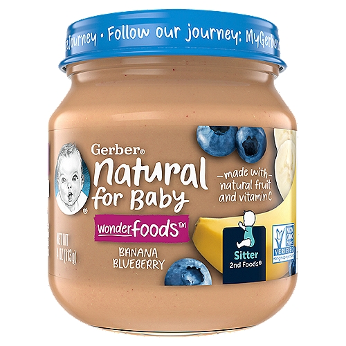 Gerber 2nd Foods Natural for Baby Banana Blueberry Baby Food, Sitter, 4 oz