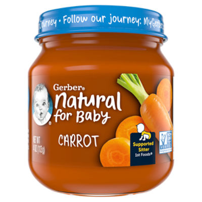 Gerber 1st Foods Natural for Baby Carrot Baby Food, Supported Sitter, 4 oz