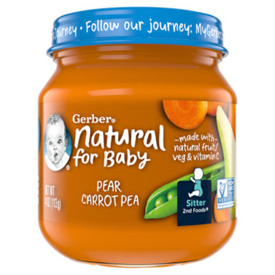 Gerber 2nd Foods Pear Carrot Pea Baby Food, Sitter, 4 oz