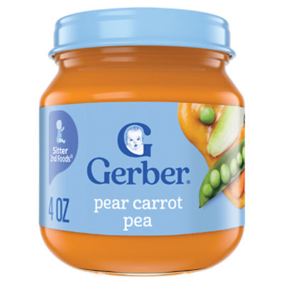 Gerber 2nd Foods Natural Pear Carrot Pea Baby Food, Sitter, 4 oz