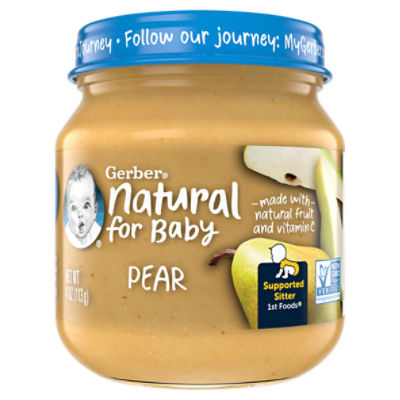 Gerber 1st Foods Natural for Baby Pear Supported Sitter, Baby Food