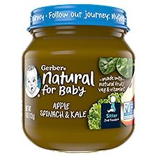 Gerber 2nd Foods Natural for Baby Apple Spinach & Kale Baby Food, Sitter, 4 oz
