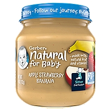 Gerber 2nd Foods Natural for Baby Apple Strawberry Banana Baby Food, Sitter, 4 oz