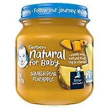 Gerber 2nd Foods Natural for Baby Squash Pear Pineapple Baby Food, Sitter, 4 oz