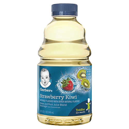 Gerber Strawberry Kiwi Water and Fruit Juice Blend Beverage, Toddler, 12+ Months, 32 fl oz