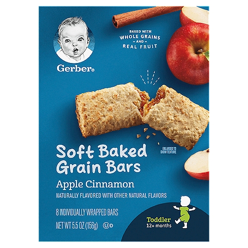 Gerber Apple Cinnamon Soft Baked Grain Bars, Toddler, 12+ Months, 8 count, 5.5 oz