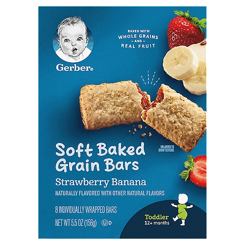Gerber Strawberry Banana Soft Baked Grain Bars, Toddler, 12+ Months, 8 count, 5.5 oz