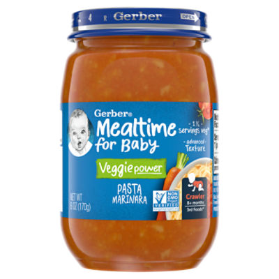 Gerber 3rd Foods Mealtime For Baby Veggie Power Pasta Marinara Baby Food, Crawler, 8+ Months, 6 oz