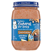 Gerber Grain & Grow Pear Peach Oatmeal Stage 3 Baby Food, 6 oz