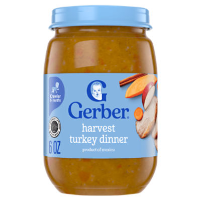 Gerber Harvest Turkey Dinner Baby Food, Crawler 8+ months, 6 oz