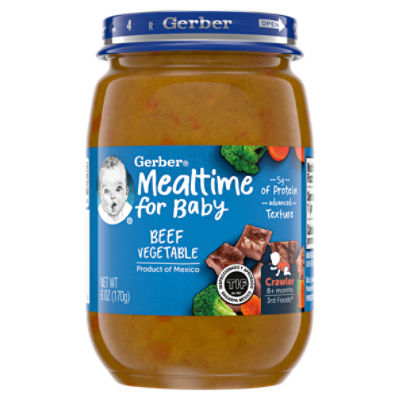 Gerber 3rd Foods Mealtime for Baby Baby Food, Beef Vegetable, 6 oz Jar