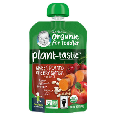 Gerber Plant-tastic Sweet Potato Cherry Smash with Oats Baby Food, Toddler, 12+ Months, 3.5 oz, 3.5 Ounce