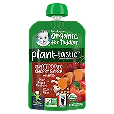 Gerber Plant-tastic Sweet Potato Cherry Smash with Oats Baby Food, Toddler, 12+ Months, 3.5 oz