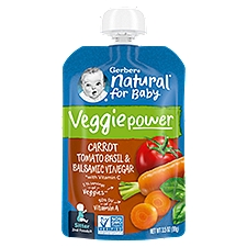 Gerber 2nd Foods Natural Veggie Power Carrot Tomato Basil Baby Food, 3.5 Oz