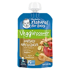 Gerber 2nd Foods Natural Veggie Power Parsnip Apple & Ginger Baby Food, Sitter, 3.5 oz