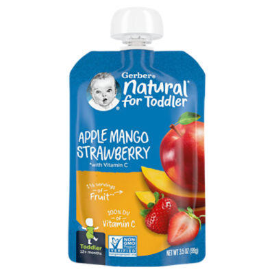Gerber Apple Mango Strawberry Baby Food, Toddler, 12+ Months, 3.5 oz