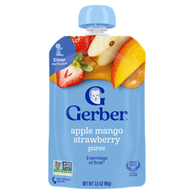 Gerber Apple Mango Strawberry Baby Food, Toddler, 12+ Months, 3.5 oz