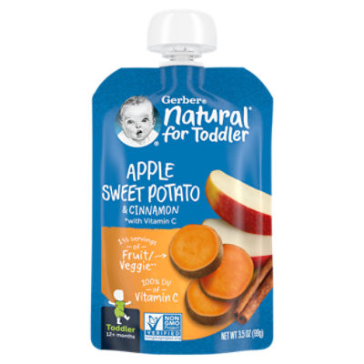 Gerber Apple Sweet Potato with Cinnamon Toddler Food, 3.5 oz Pouch