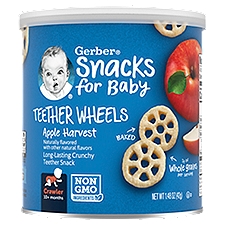 Gerber Teether Apple Harvest Wheels, 1.48 Oz. Canister, 1.48 Ounce