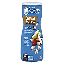 Gerber Grain & Grow Puffs Strawberry Apple Puffed Grain Snack Baby Food, Crawler, 8+ Months, 1.48 oz